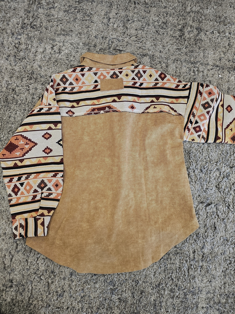Aztec Patchwork Utility Jacket Oversized Western Shacket - Picture 7 of 7